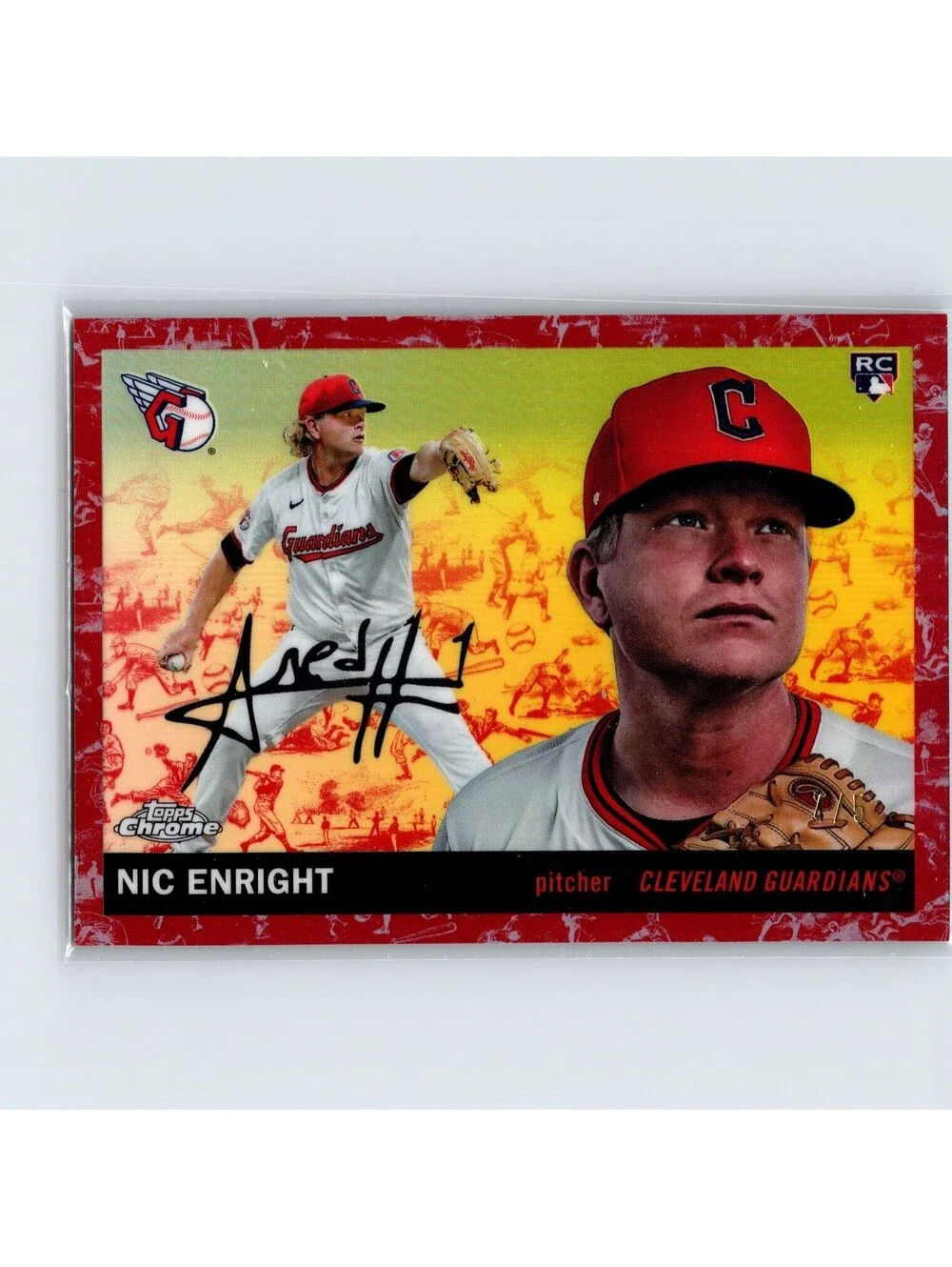 2025 Topps Chrome Platinum Nic Enright RC #289 Toile Red Refractor #/5 Guardians